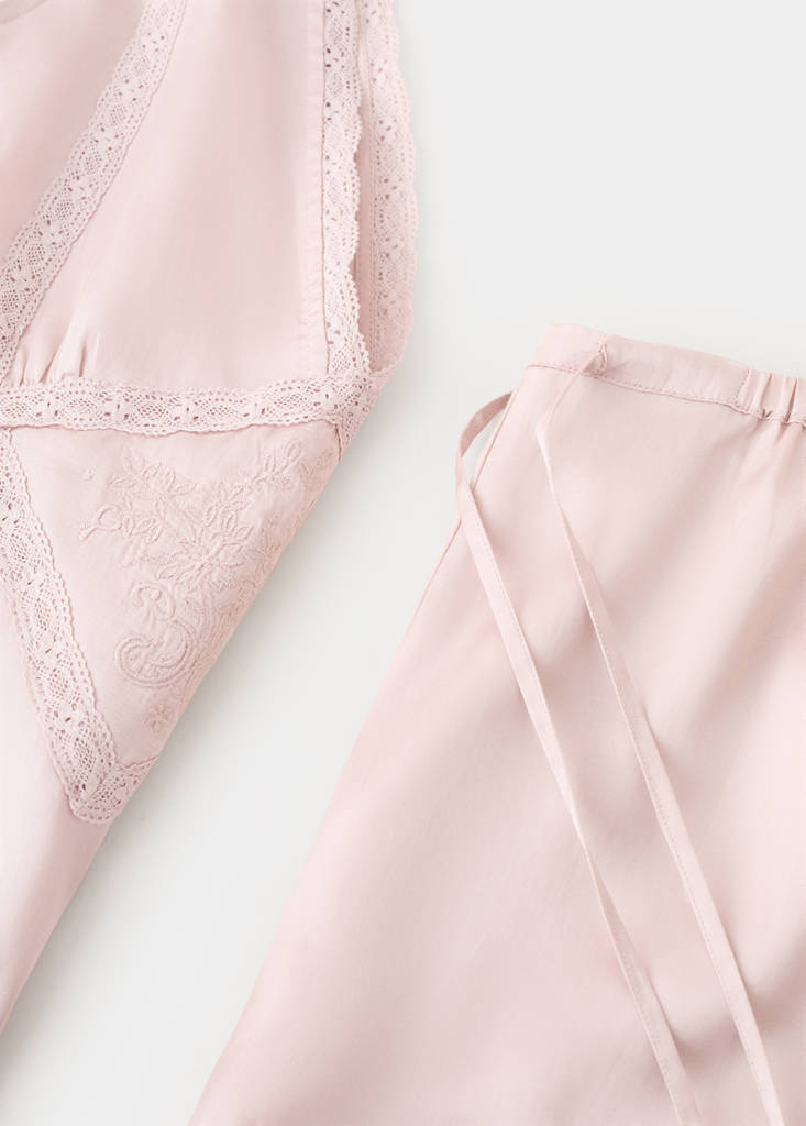 Pyjama shorts with openwork detail — Pale Pink