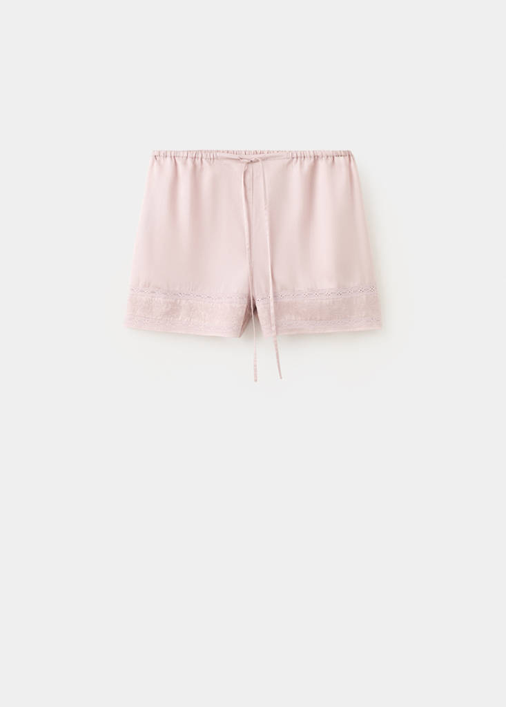 Pyjama shorts with openwork detail — Pale Pink