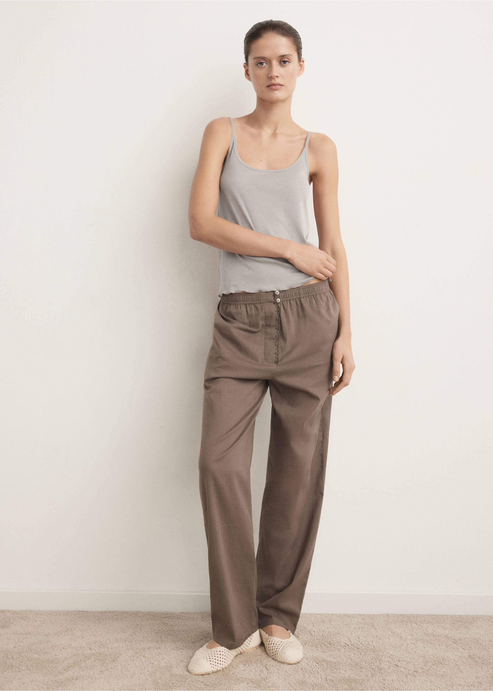 Cotton top with straps - General plane, Light/Pastel Grey. Ref: 27033334-00.