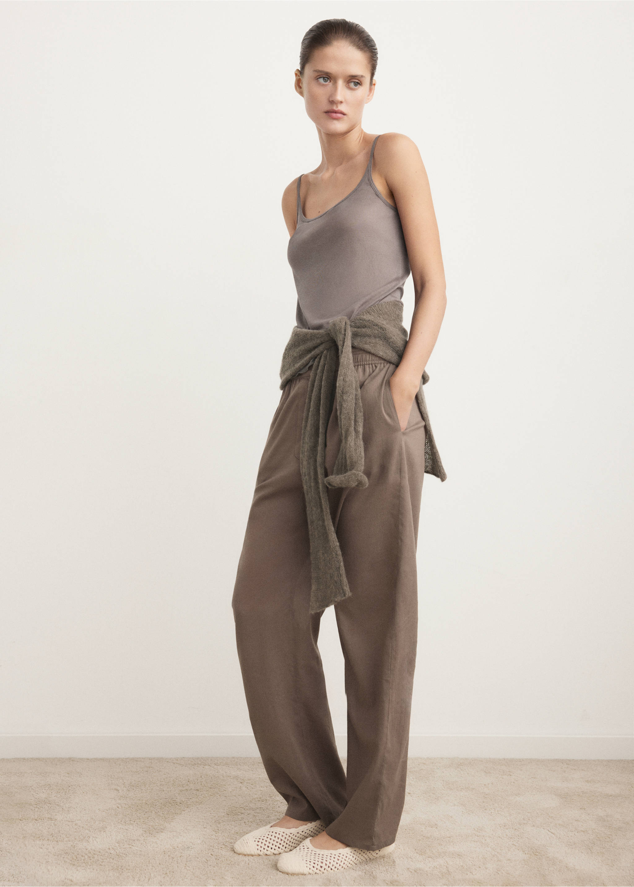 Cotton top with straps - General plane, Medium Brown. Ref: 27033334-00.