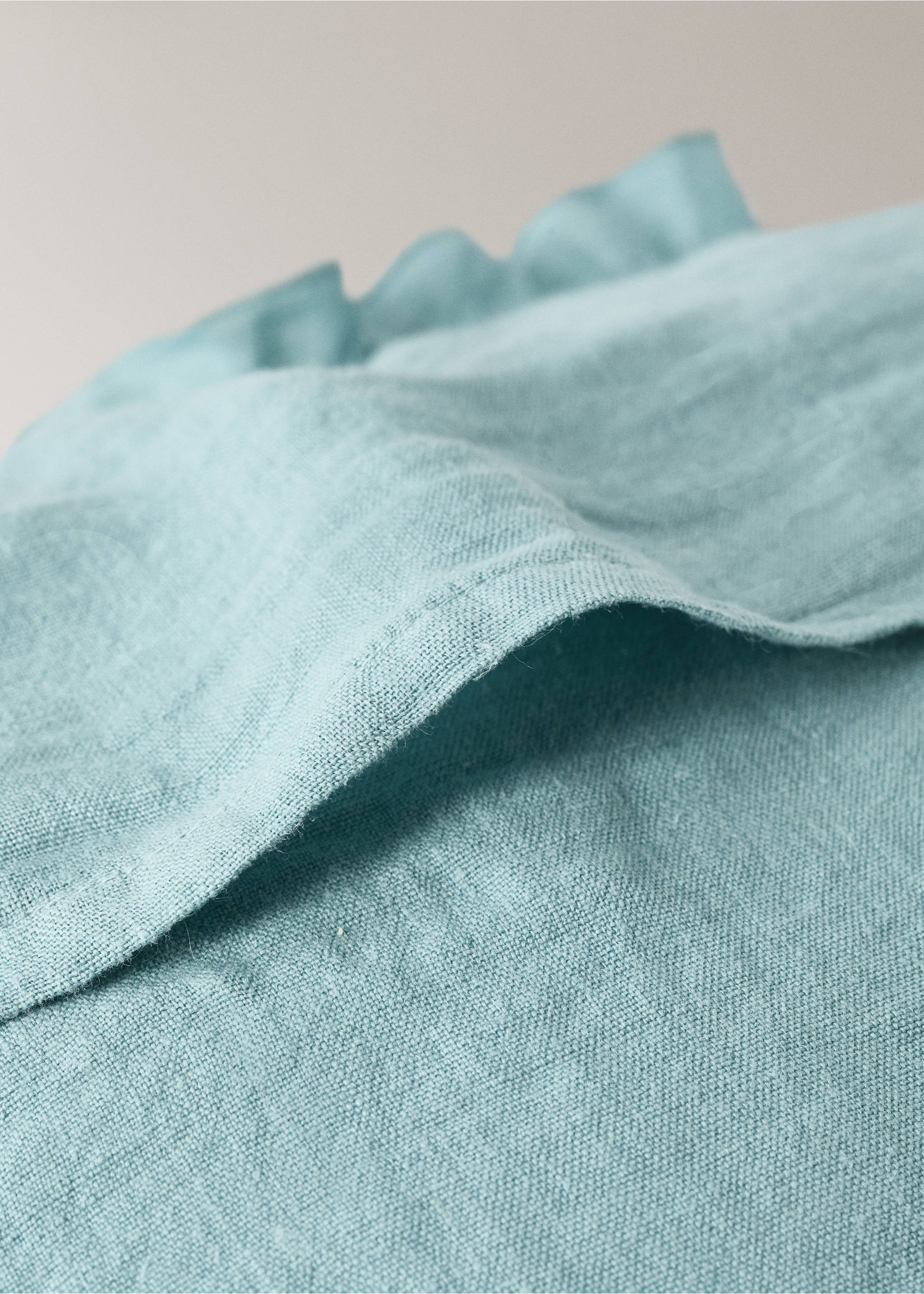 Kuddfodral för barn 100% linne garment-dyed 30x40 cm - Detaljer om artikeln 2, Turkos. Ref: 27033335-00.