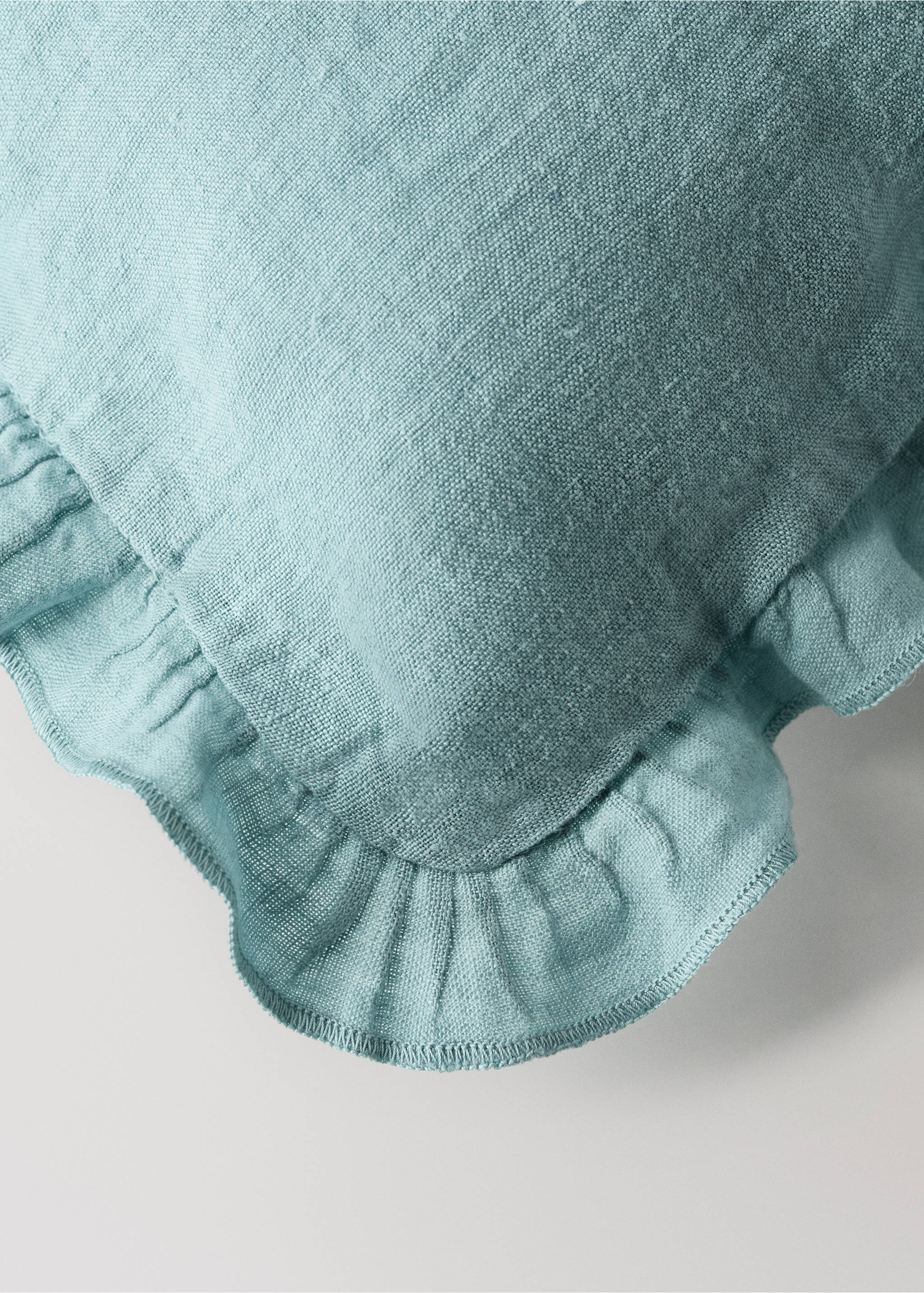 Kuddfodral för barn 100% linne garment-dyed 30x40 cm - Detaljer om artikeln 4, Turkos. Ref: 27033335-00.