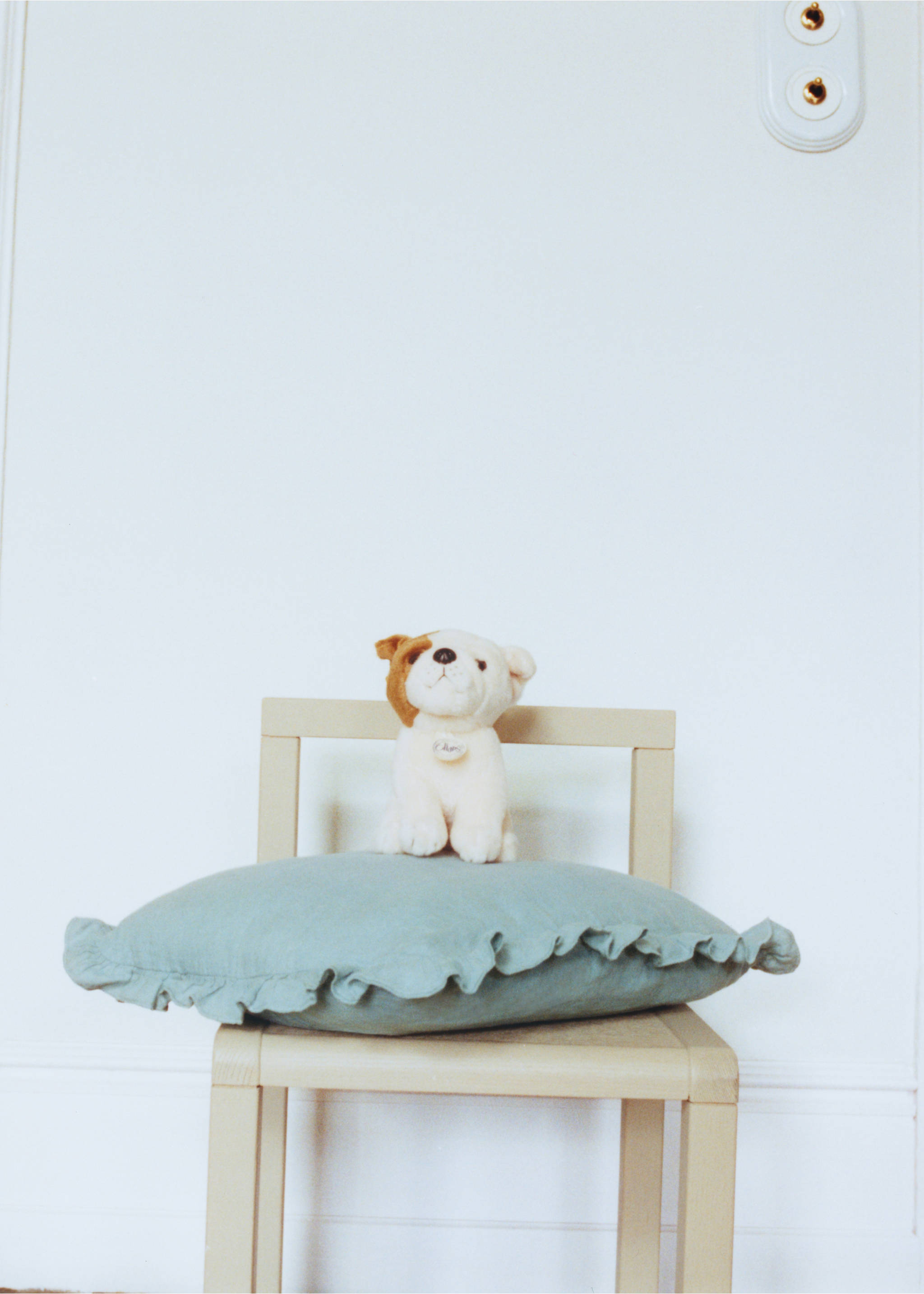 Children's cushion cover 100% linen garment-dyed 30x40 cm - Details of the article 6, Turquoise. Ref: 27033335-00.