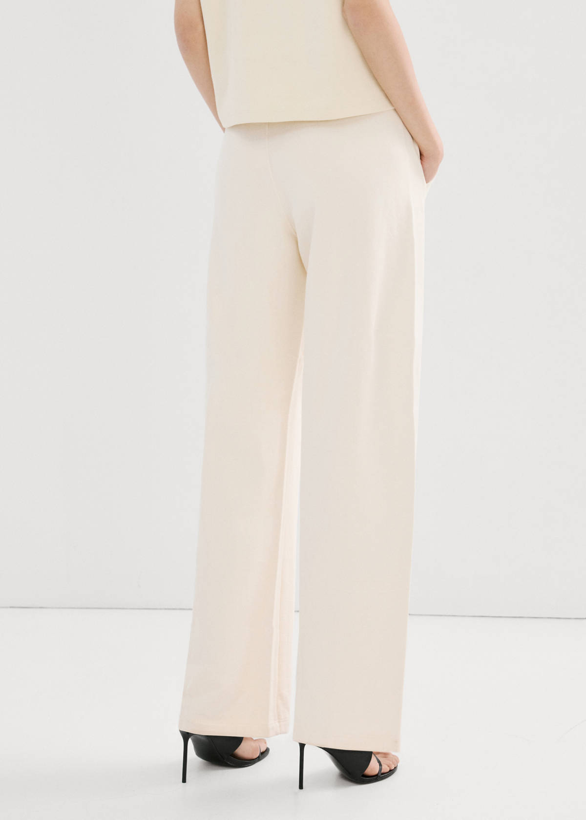 Elastic waist cotton trousers — Pastel Yellow