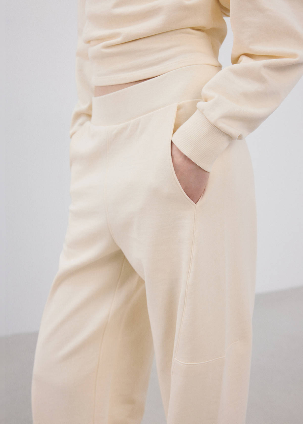 Elastic waist cotton trousers — Pastel Yellow