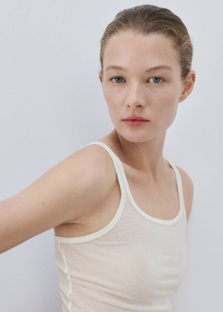 Seamless lyocell wool top — Ivory White