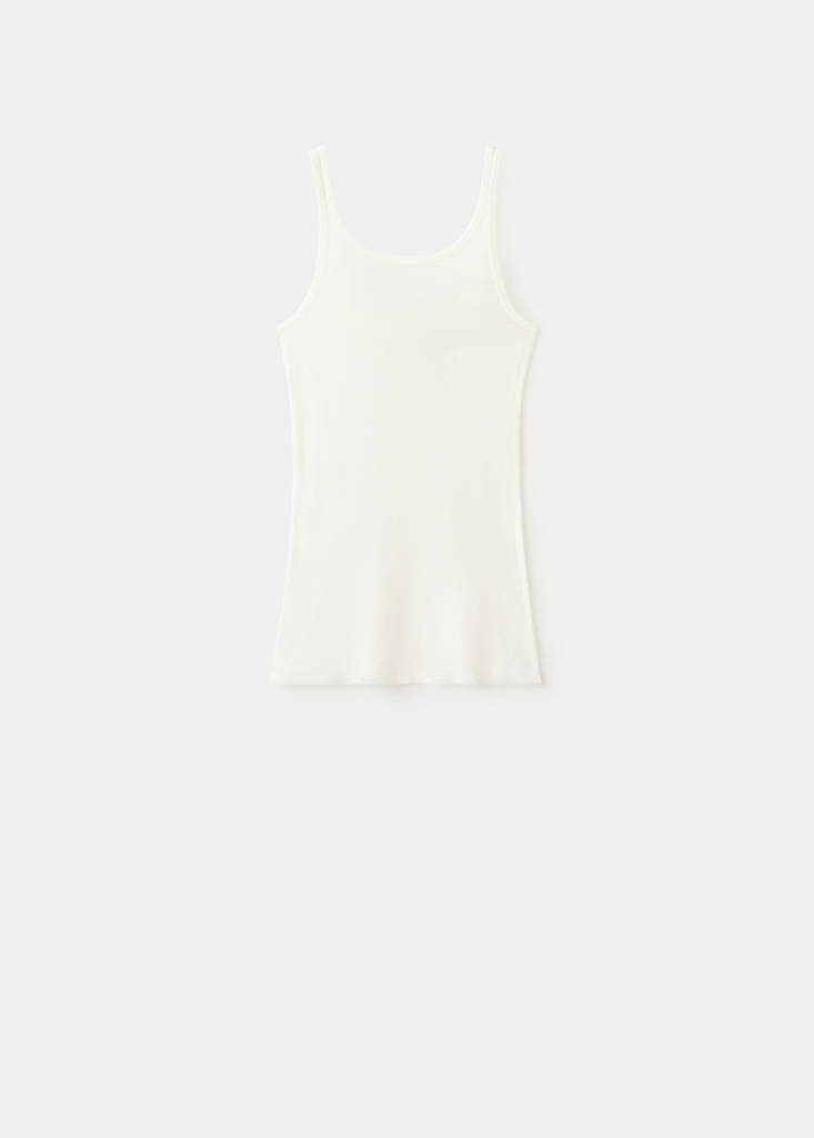 Seamless lyocell wool top — Ivory White