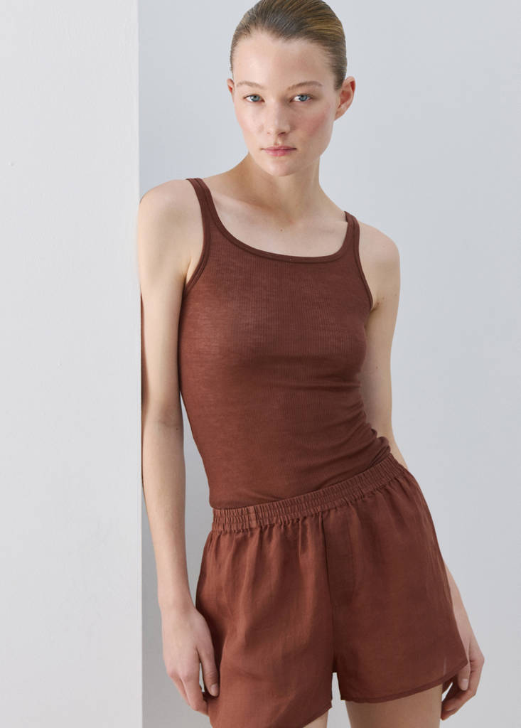 Seamless lyocell wool top — Brown