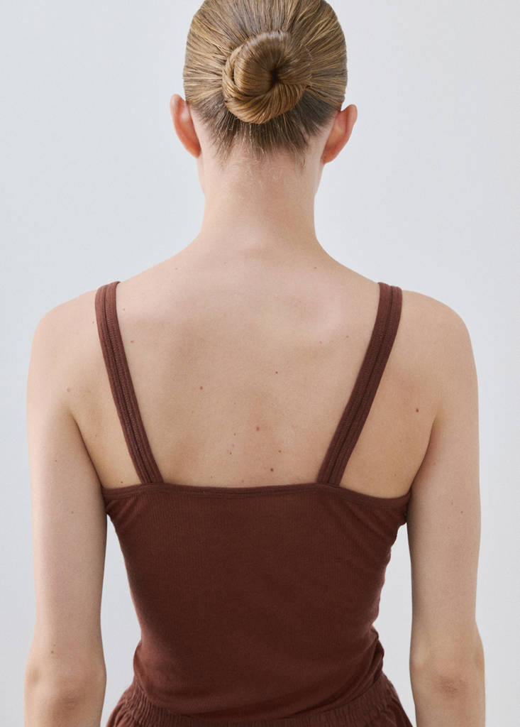 Seamless lyocell wool top — Brown