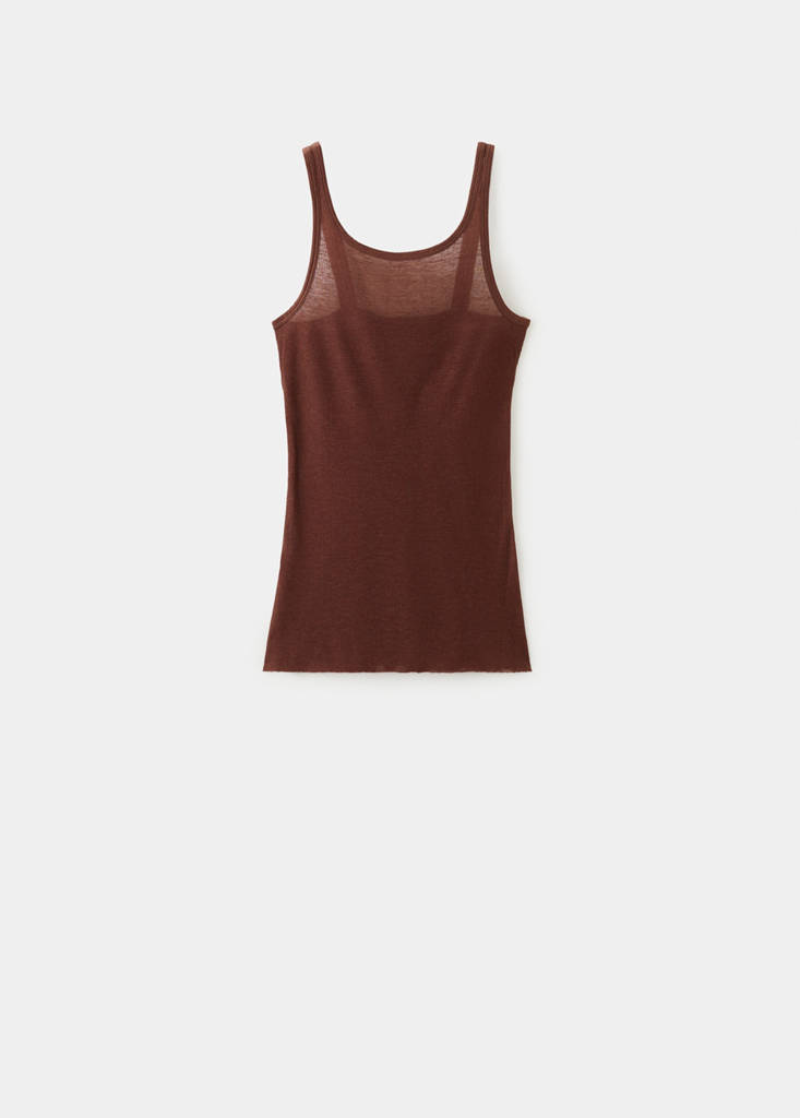 Seamless lyocell wool top — Brown