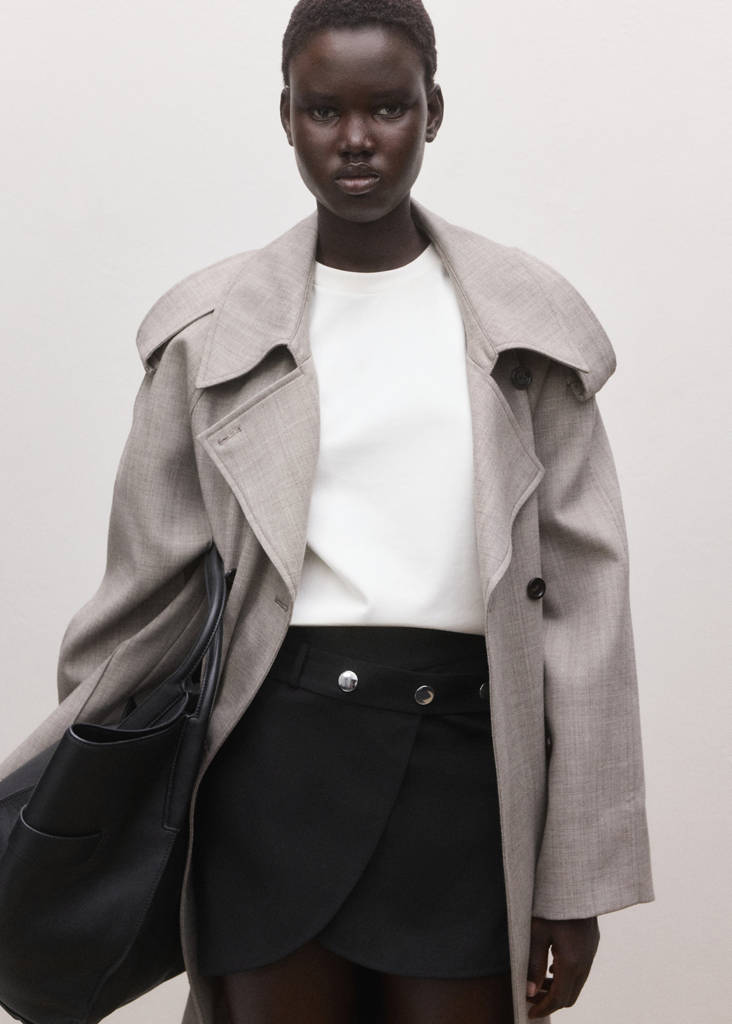 Skirt with belt and buttons — Black