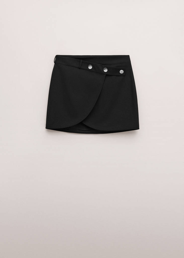 Skirt with belt and buttons — Black