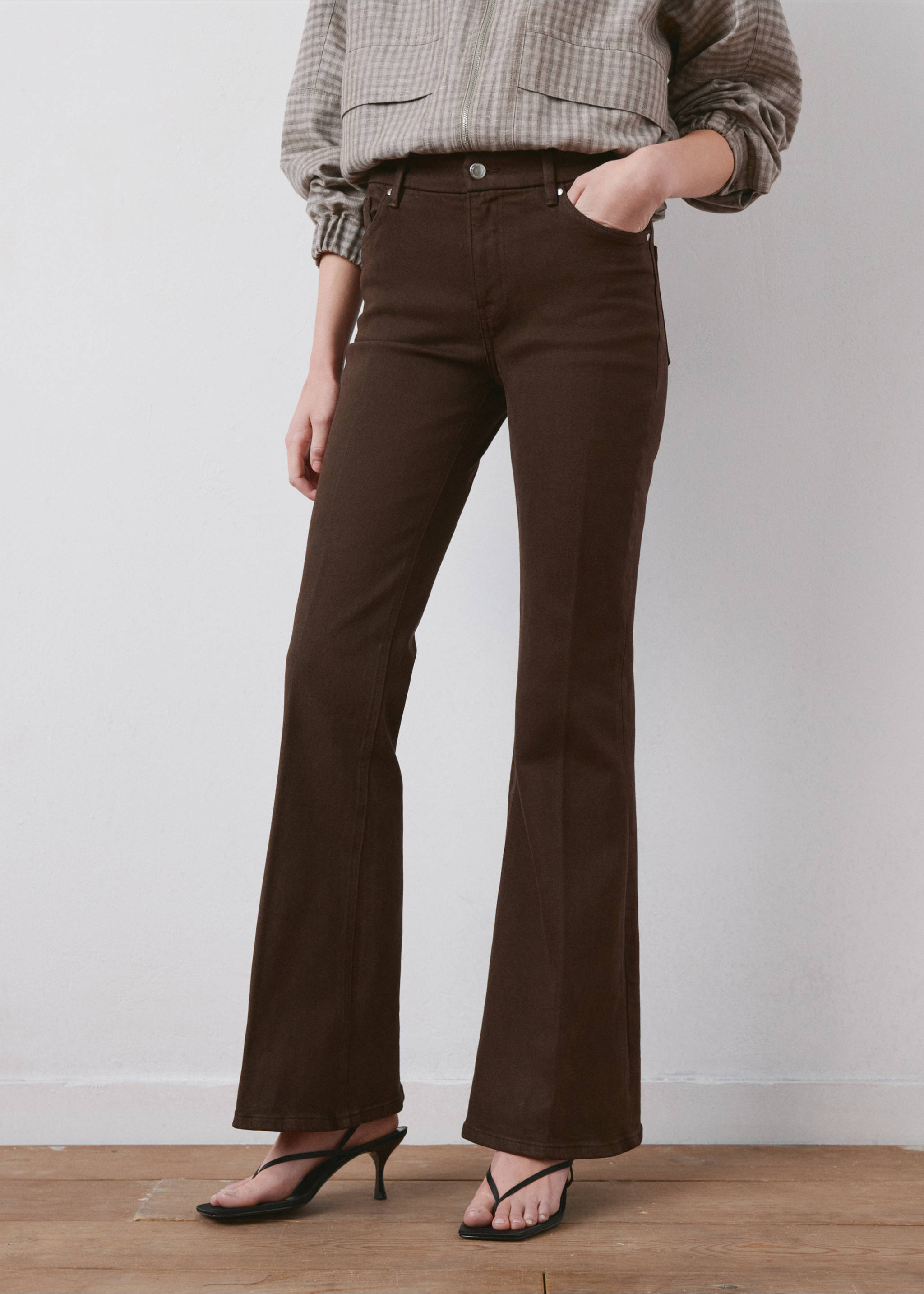 Violet flared high-rise jeans - Medium plane, Chocolate. Ref: 27033343-00.