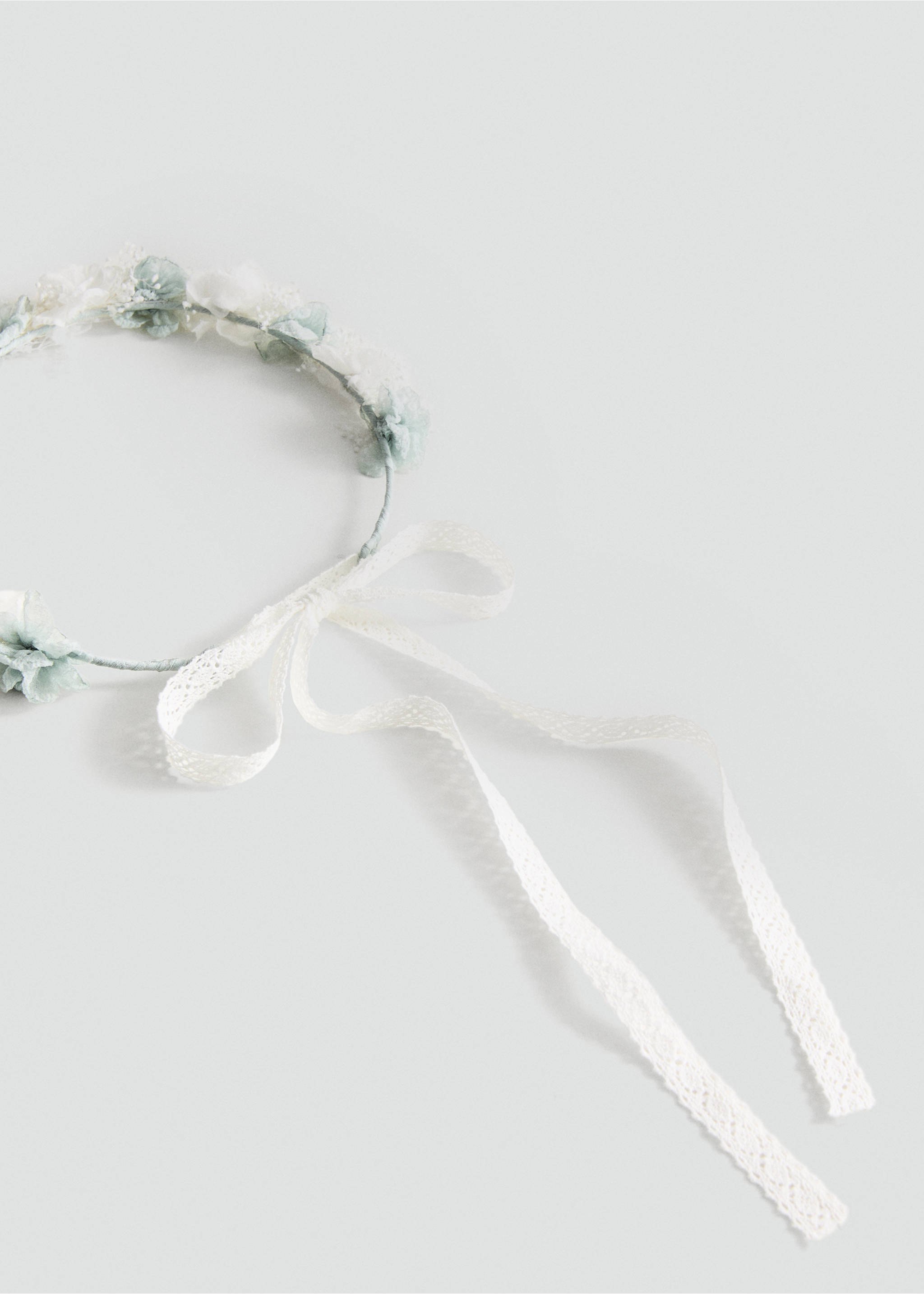 Floral headband with combined colours - Details of the article 1, Aqua Green. Ref: 27033709-00.