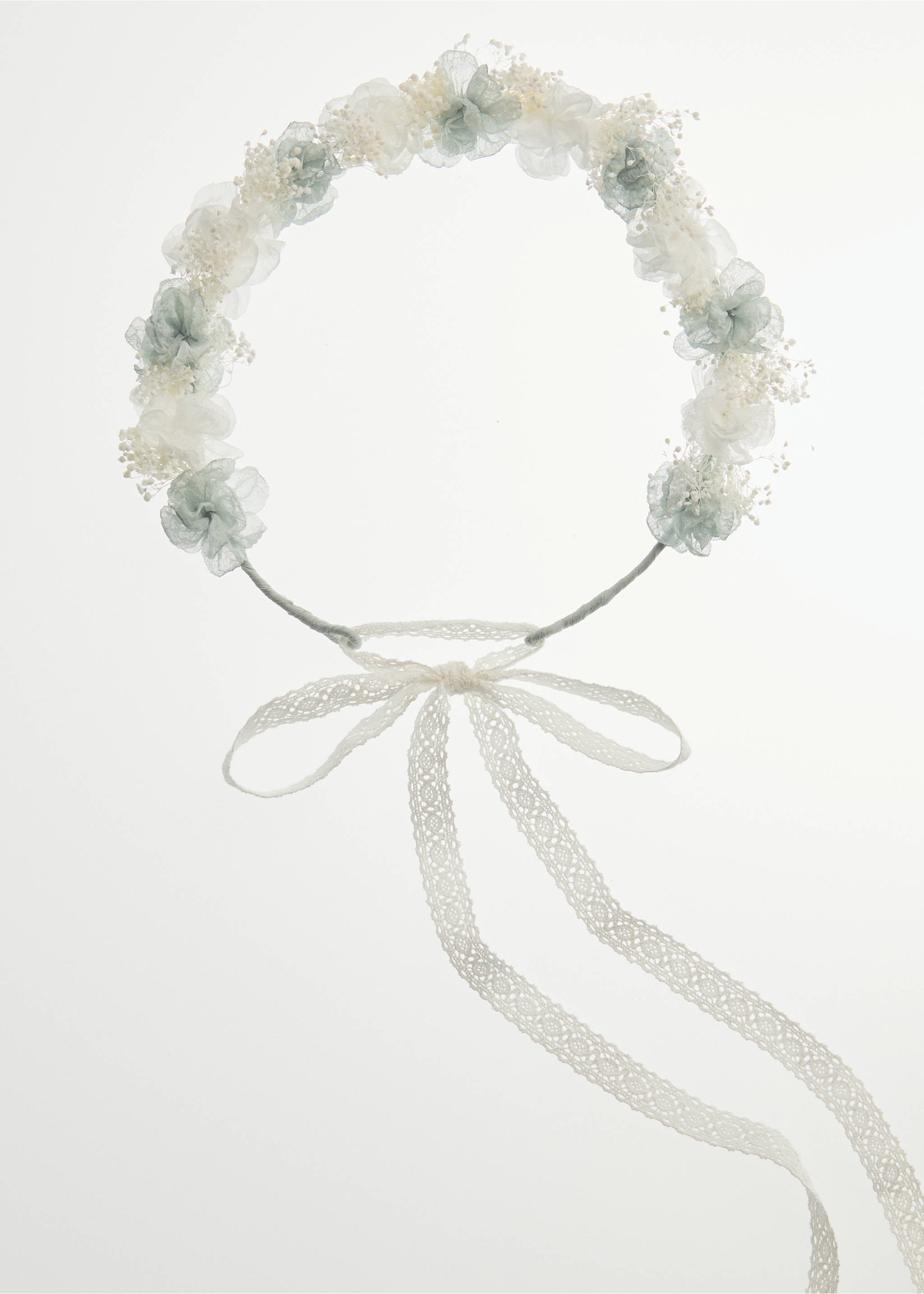 Floral headband with combined colours - Details of the article 5, Aqua Green. Ref: 27033709-00.