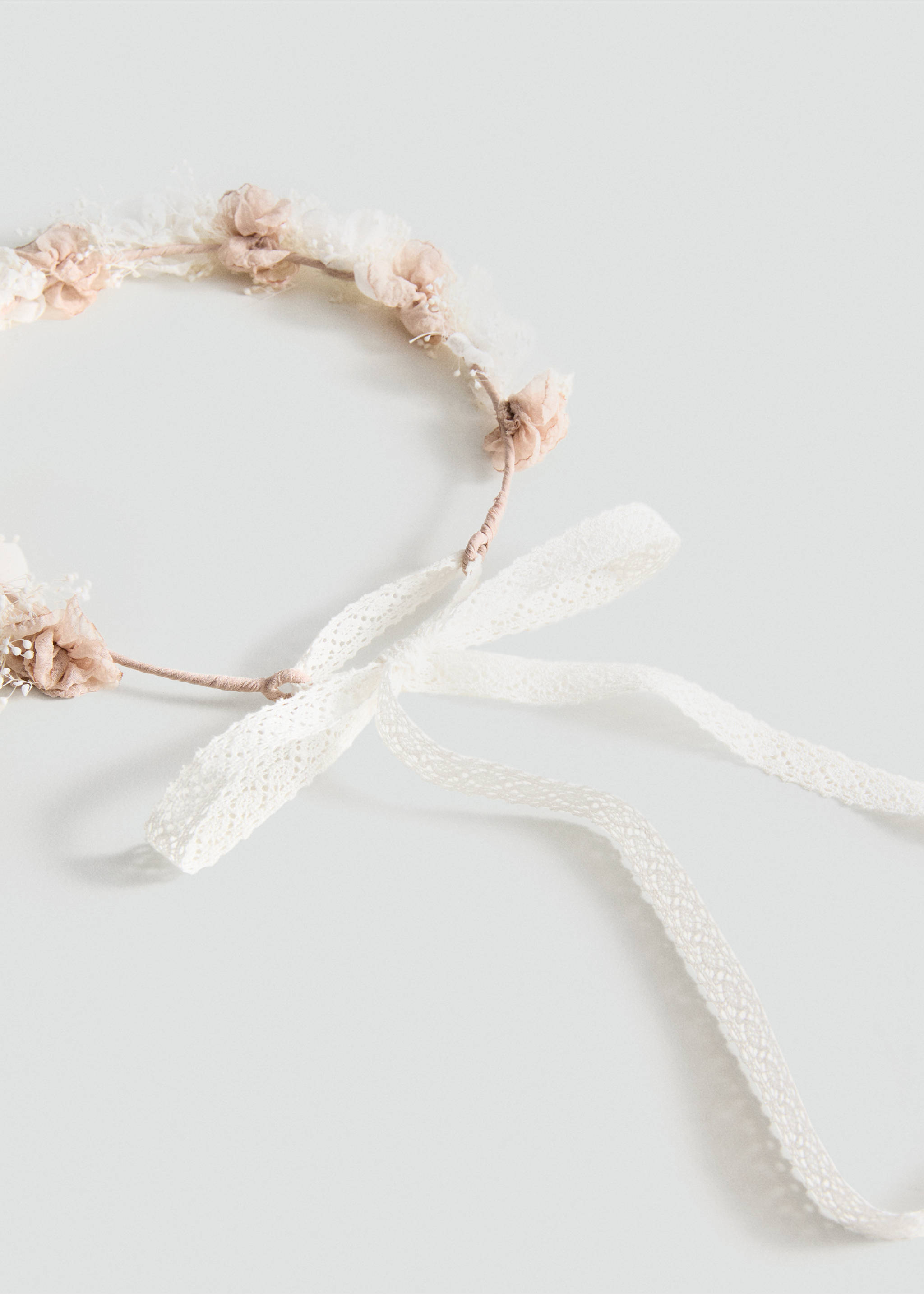 Floral headband with combined colours - Details of the article 1, Pale Pink. Ref: 27033709-00.