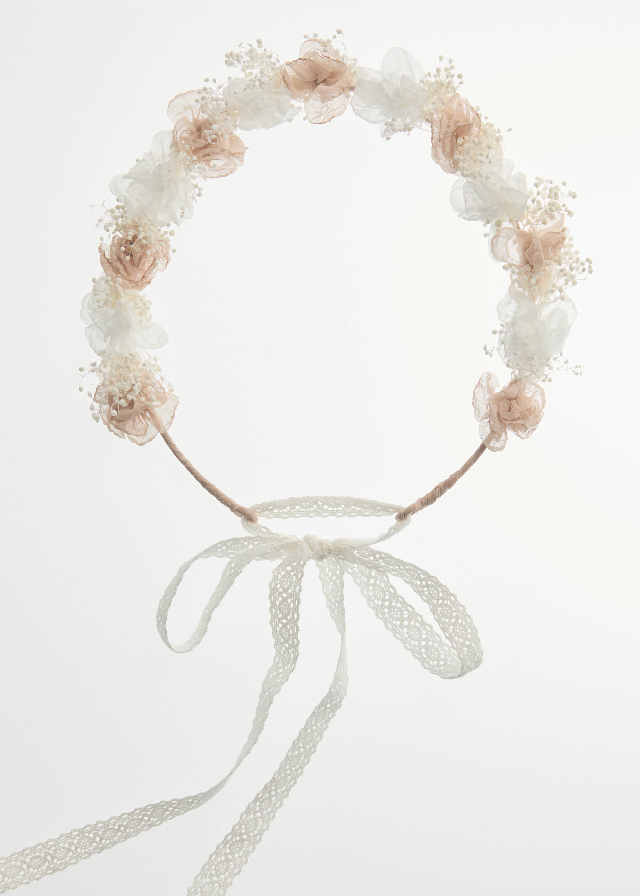Floral headband with combined colours - Details of the article 5, Pale Pink. Ref: 27033709-00.