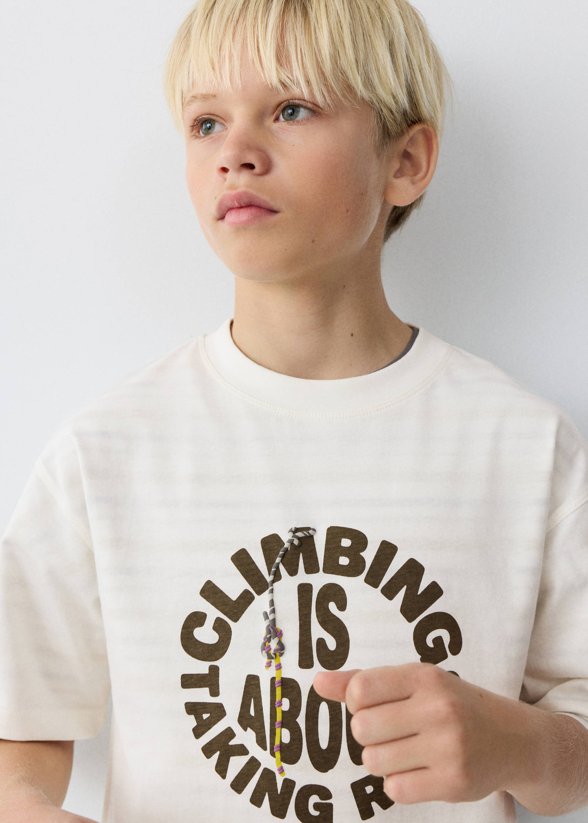 印花棉质混纺T恤 - null