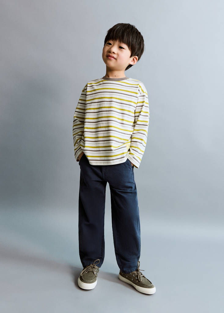 Striped contrast T-shirt — Lime