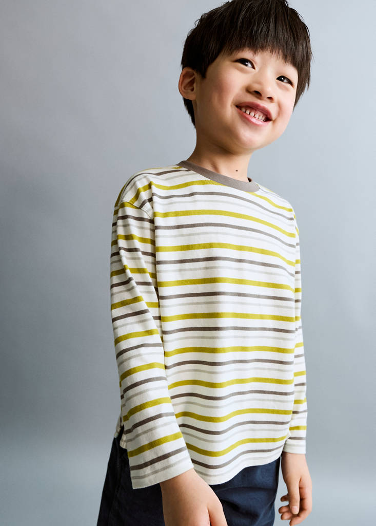 Striped contrast T-shirt — Lime
