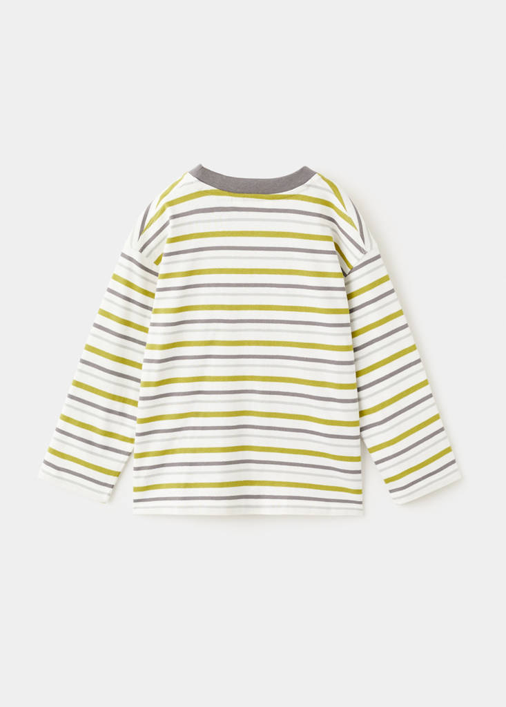 Striped contrast T-shirt — Lime