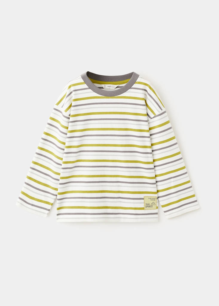 Striped contrast T-shirt — Lime