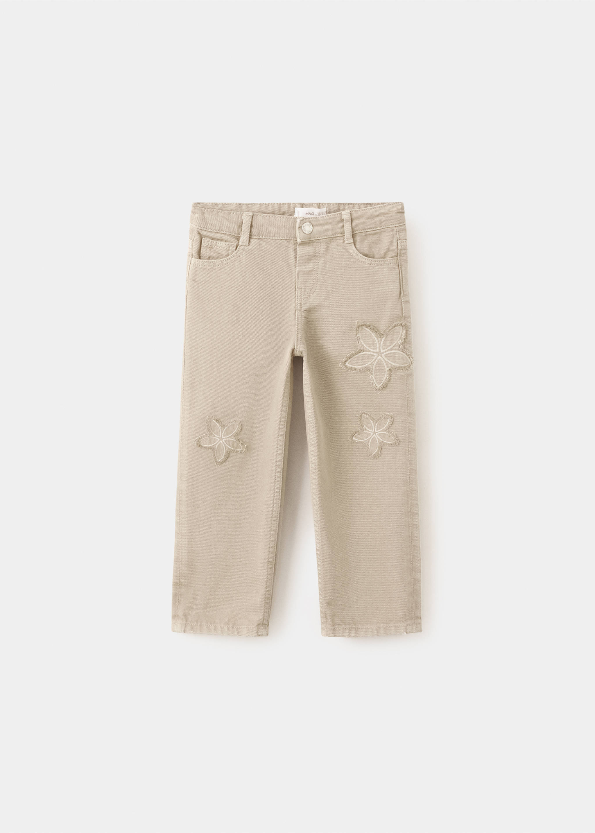 Jeans rectos bordado flores - Artículo sin modelo, Marrón medio. Ref: 27033728-00.