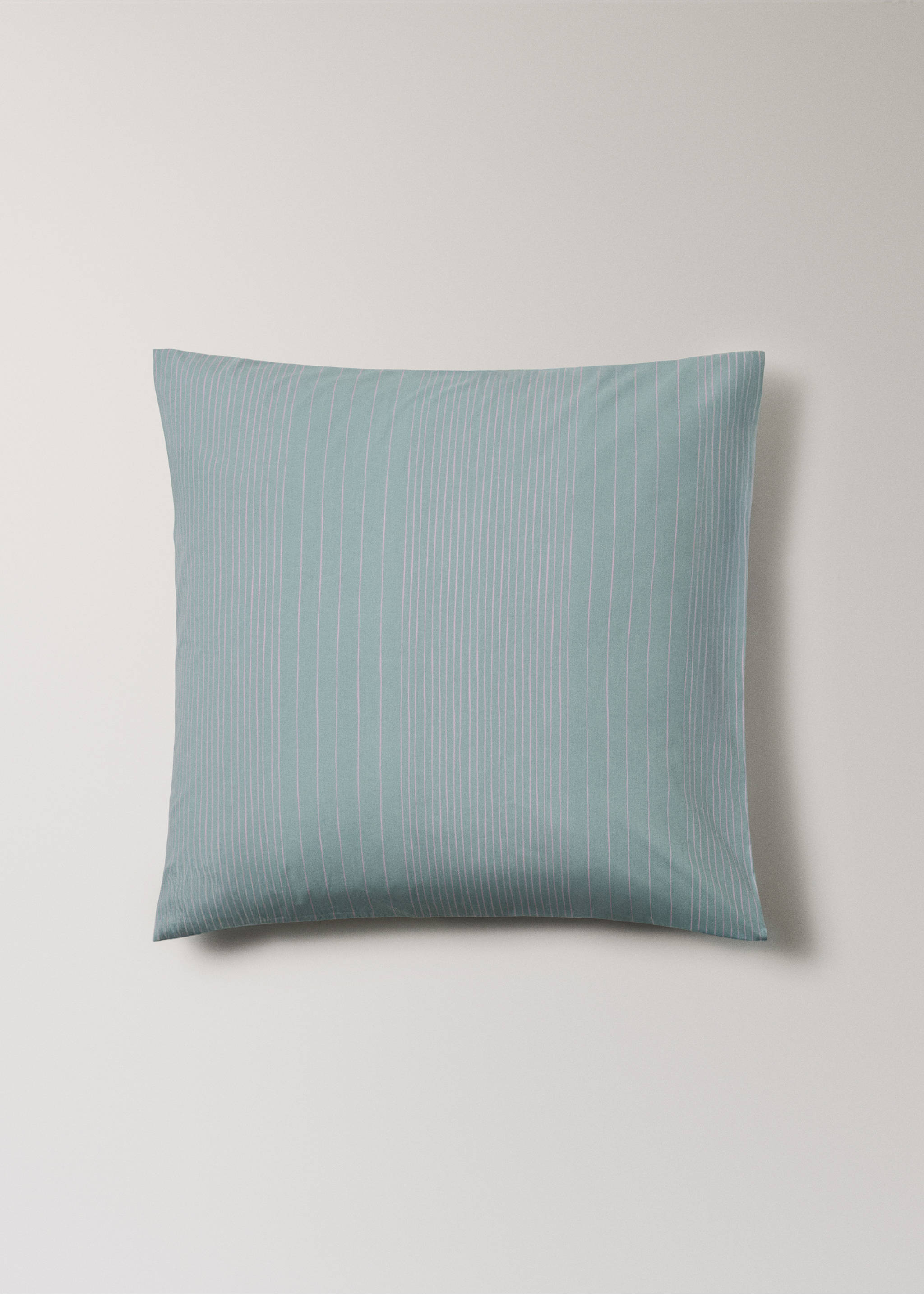 Two percale cotton pillowcases with watercolour stripes 60x60 cm - Article without model, Aqua Green. Ref: 27033731-00.