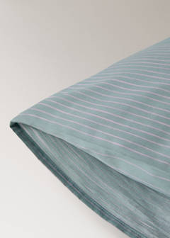 Two percale cotton pillowcases with watercolour stripes 60x60 cm — Aqua Green 3