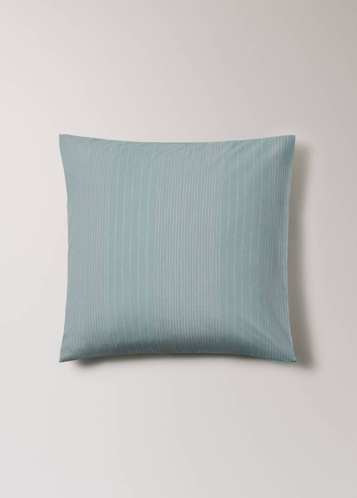Two percale cotton pillowcases with watercolour stripes 60x60 cm — Aqua Green