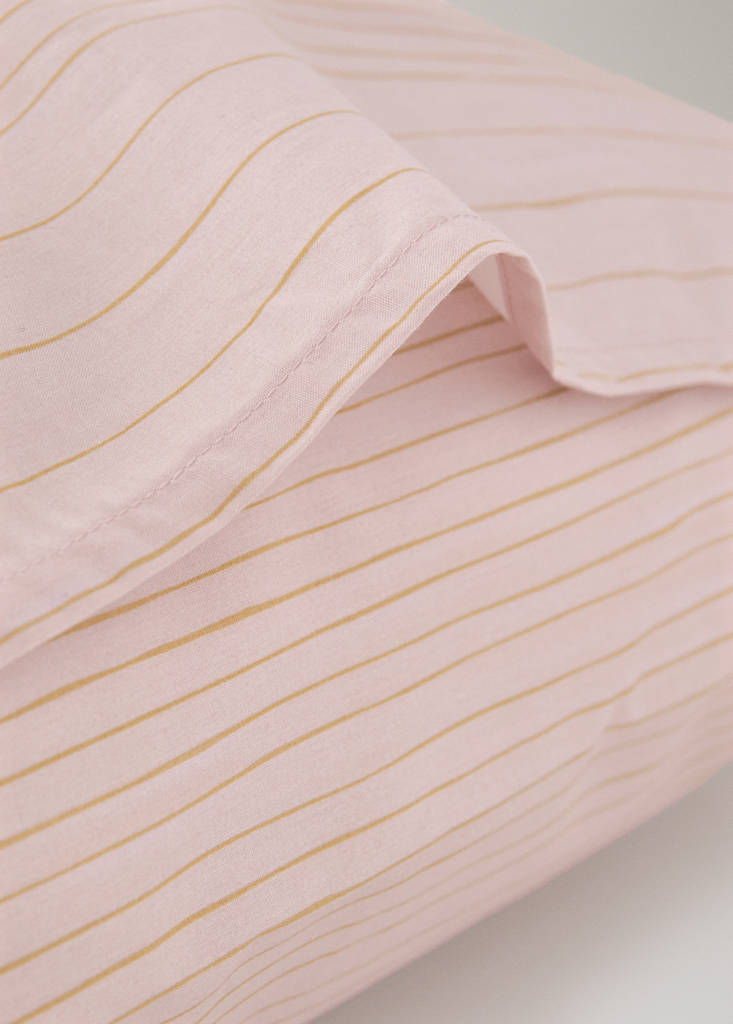 Two percale cotton pillowcases with watercolour stripes 60x60 cm — Pink
