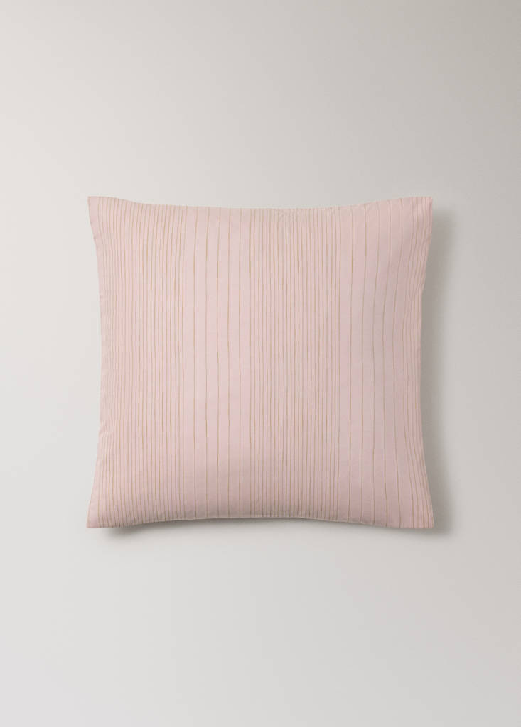 Two percale cotton pillowcases with watercolour stripes 60x60 cm — Pink
