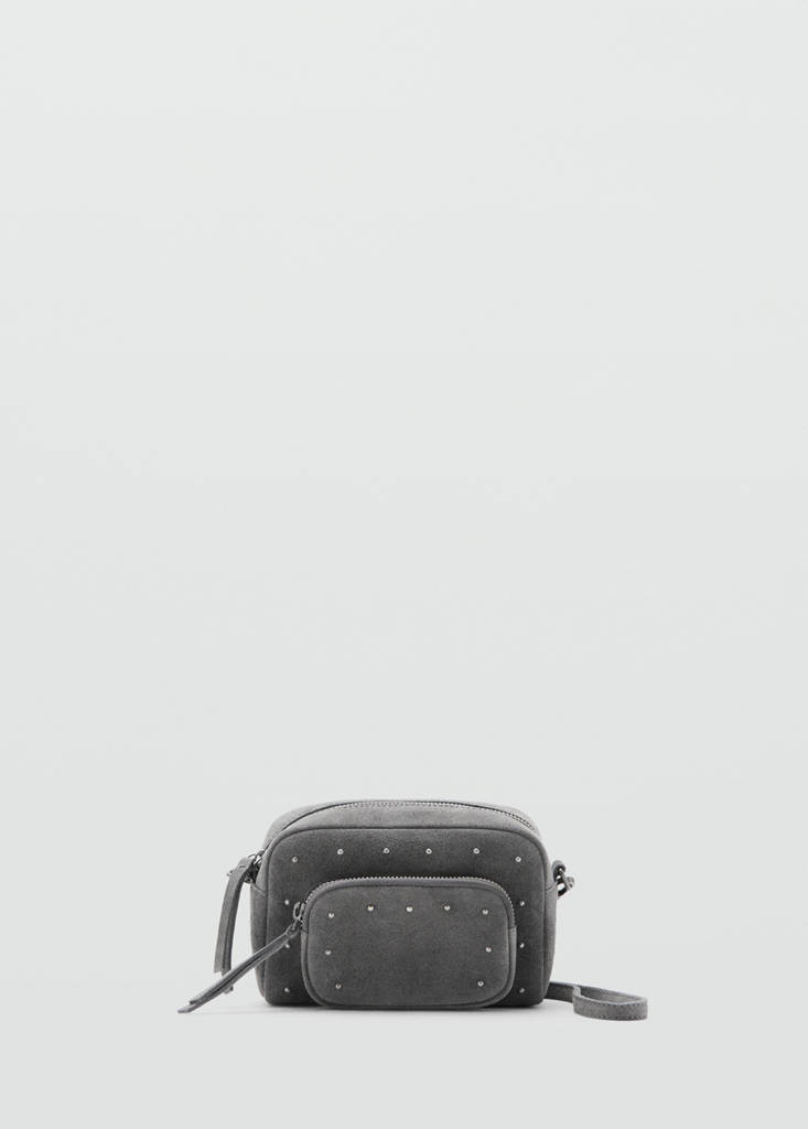 Suede-effect bag — Grey