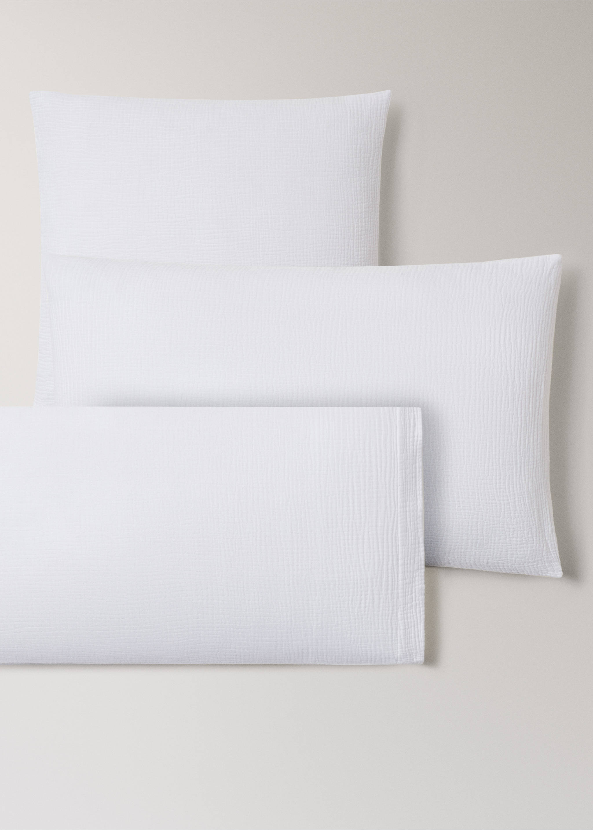 Two cotton chiffon pillowcases 60x60 cm - Details of the article 4, Off White. Ref: 27033735-00.