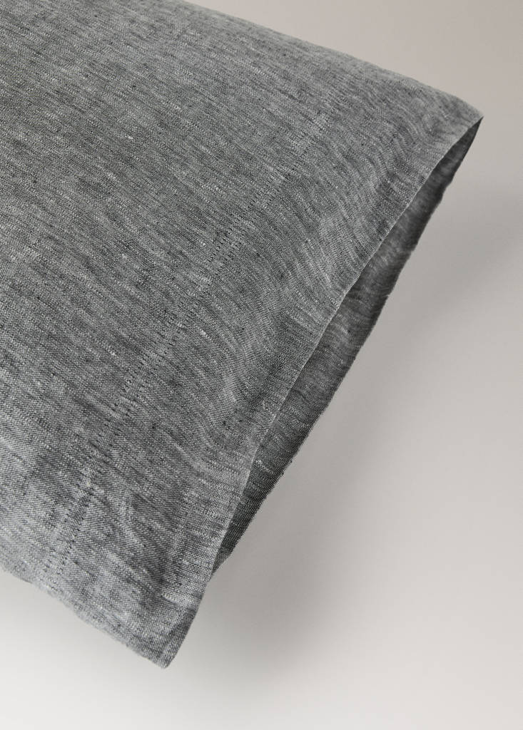 Linen yarn-dyed pillow cover 45x110 cm — Dark Heather Grey
