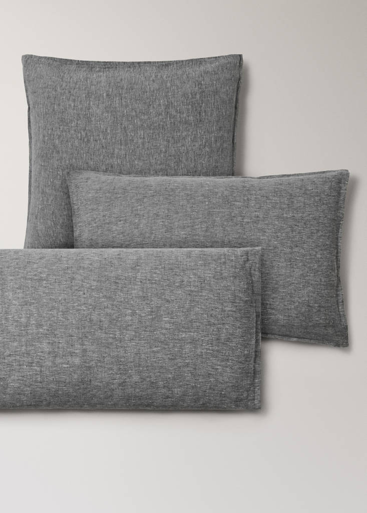 Linen yarn-dyed pillow cover 45x110 cm — Dark Heather Grey