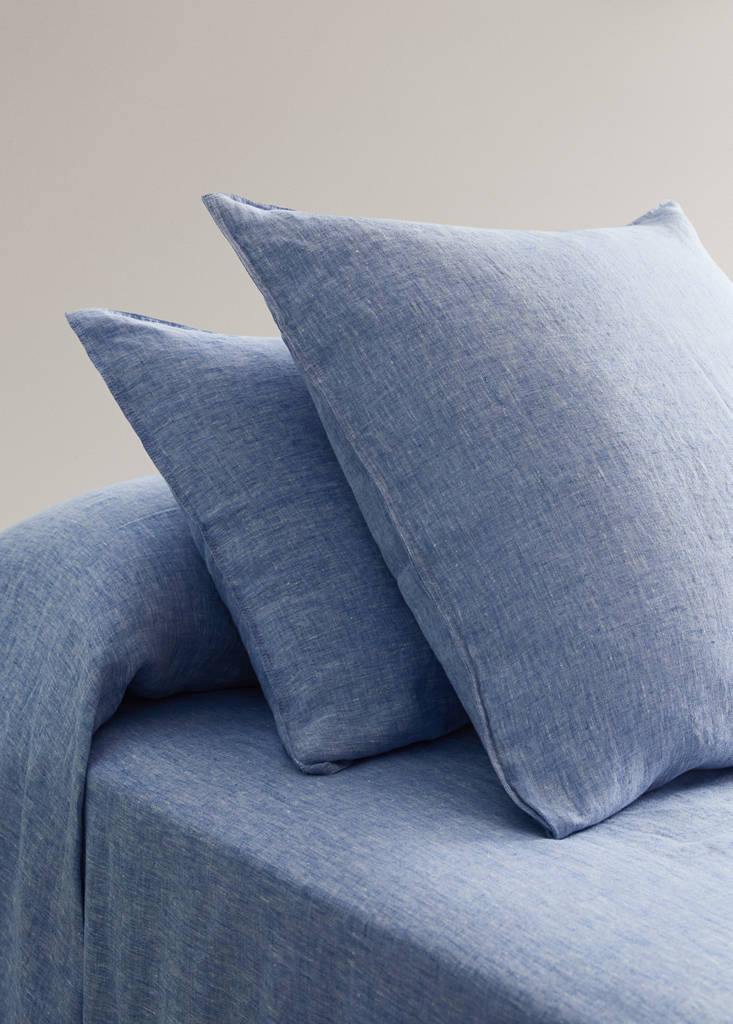 Linen yarn-dyed pillowcase 50x75 cm — Blue