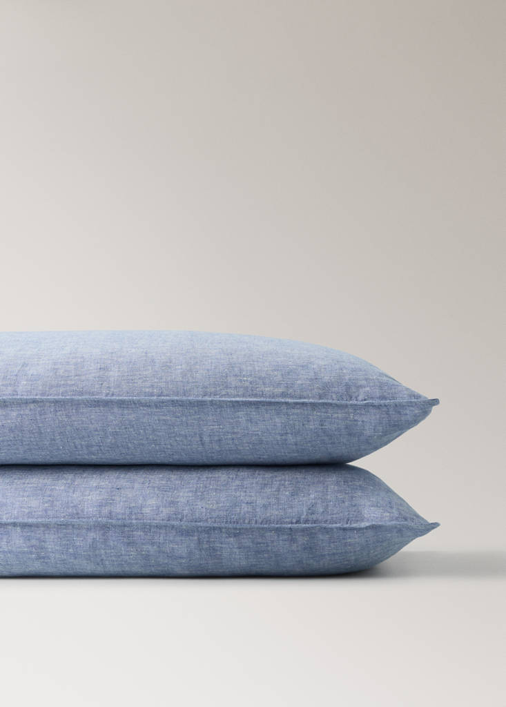 Linen yarn-dyed pillowcase 50x75 cm — Blue