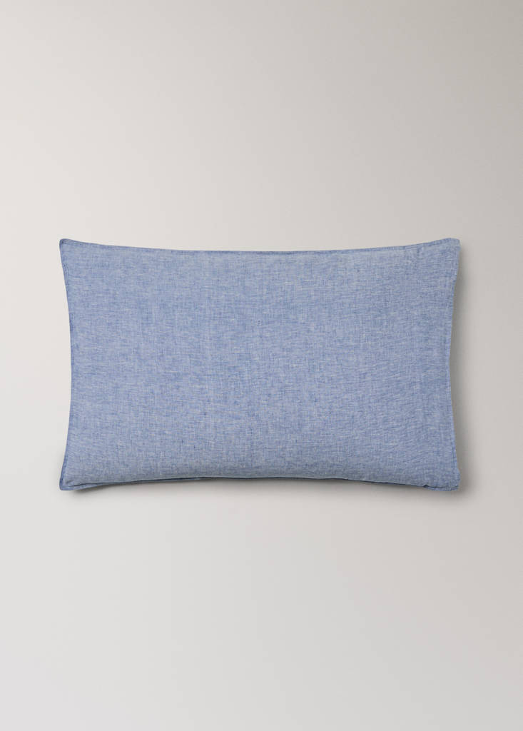 Linen yarn-dyed pillowcase 50x75 cm — Blue