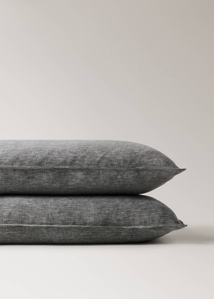 Linen yarn-dyed pillowcase 50x75 cm — Dark Heather Grey
