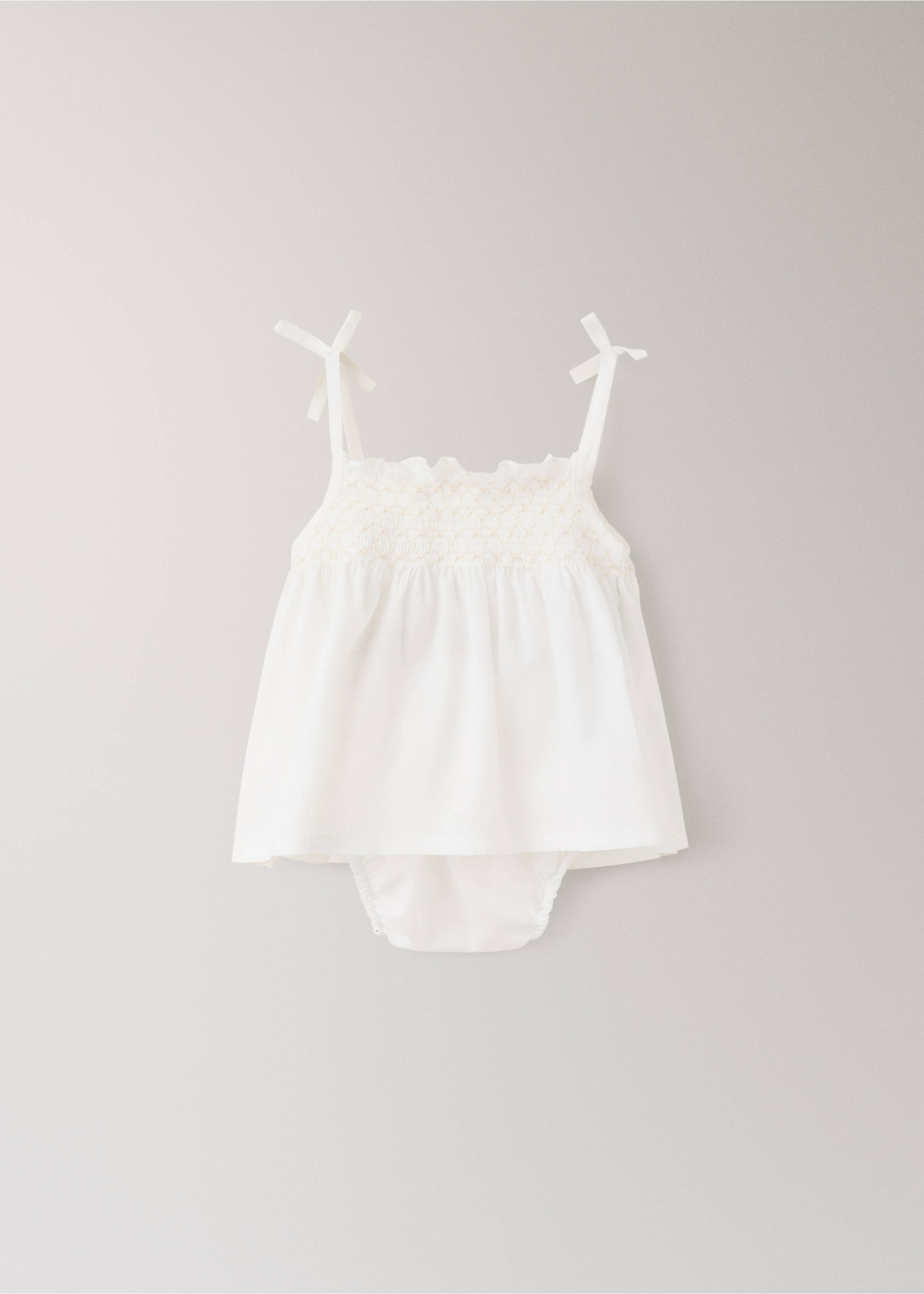 Cotton children’s pajama set with embroidered detail - Details of the article 1, White. Ref: 27033741-00.