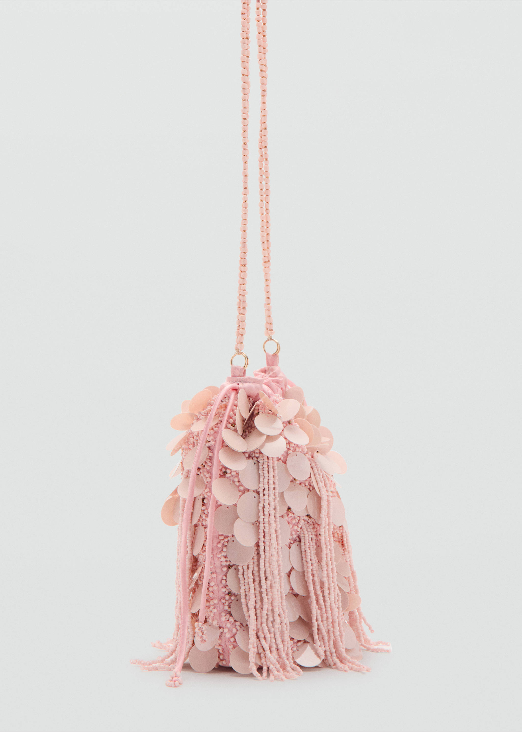 Beaded mini bag - Medium plane, Pale Pink. Ref: 27034045-00.