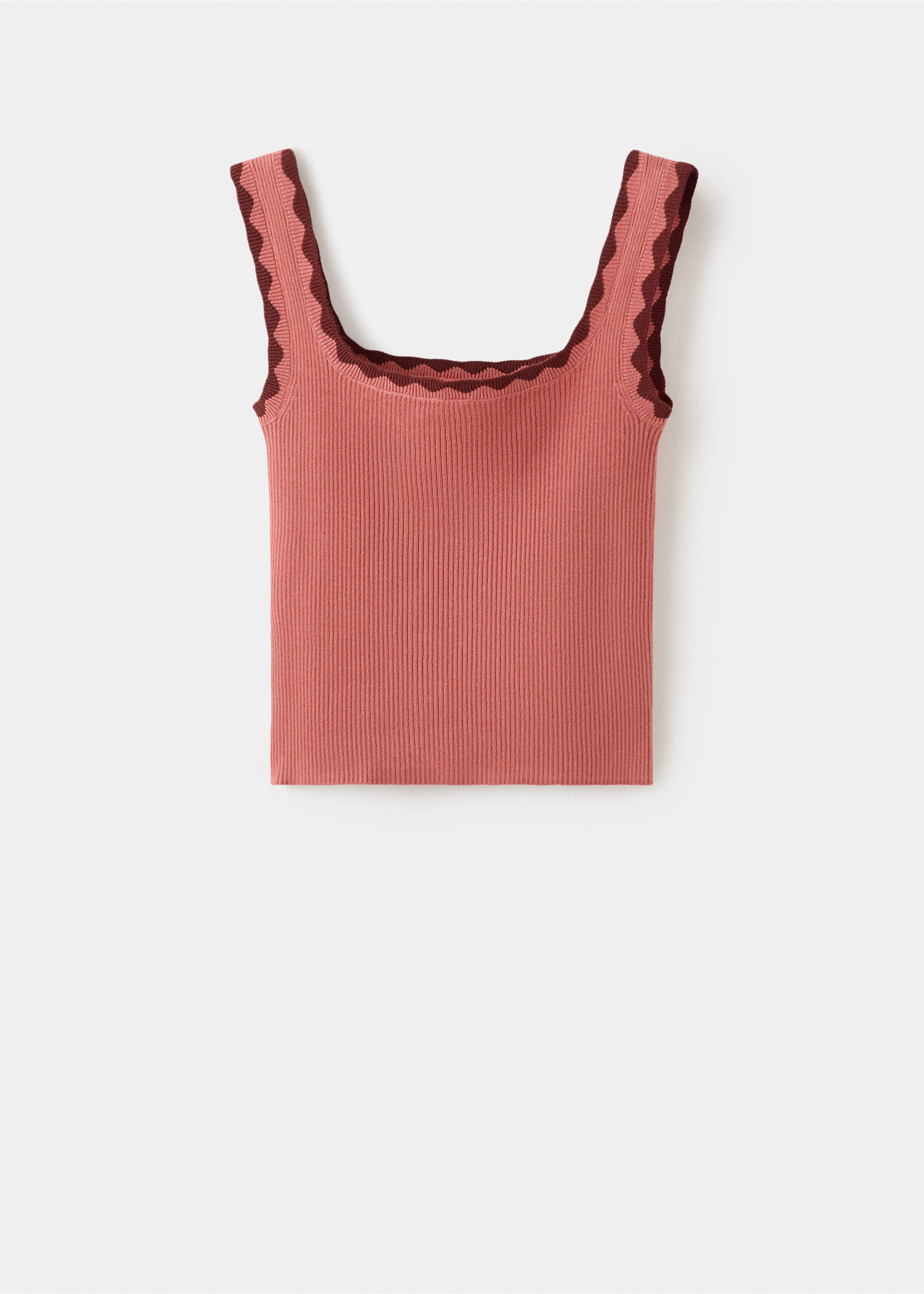 Knitted top with contrasting piping - Article without model, Salmon. Ref: 27034048-00.