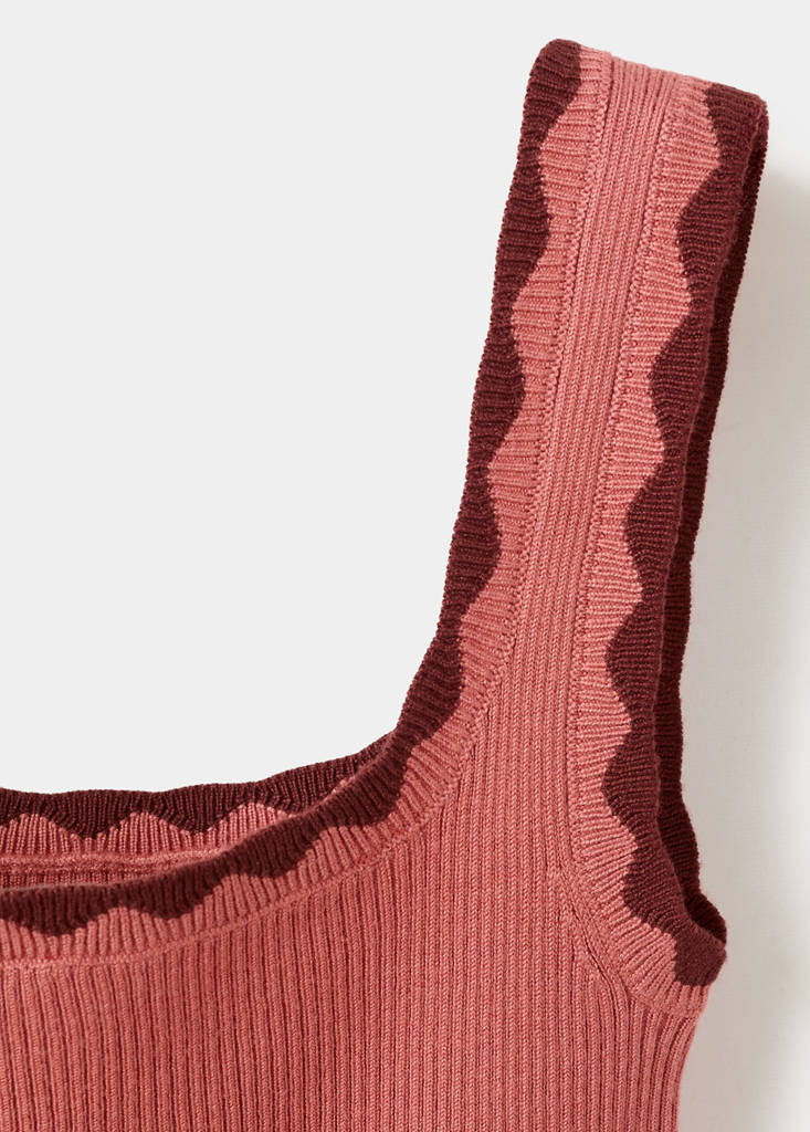 Knitted top with contrasting piping — Salmon