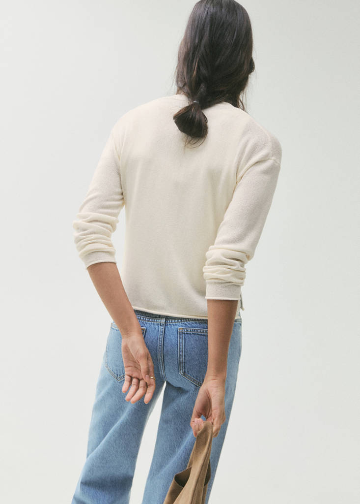 Fine-knit cardigan — Ecru