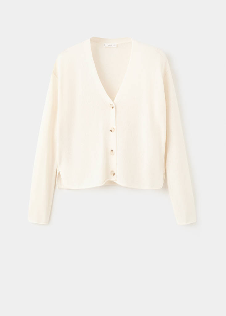 Fine-knit cardigan — Ecru