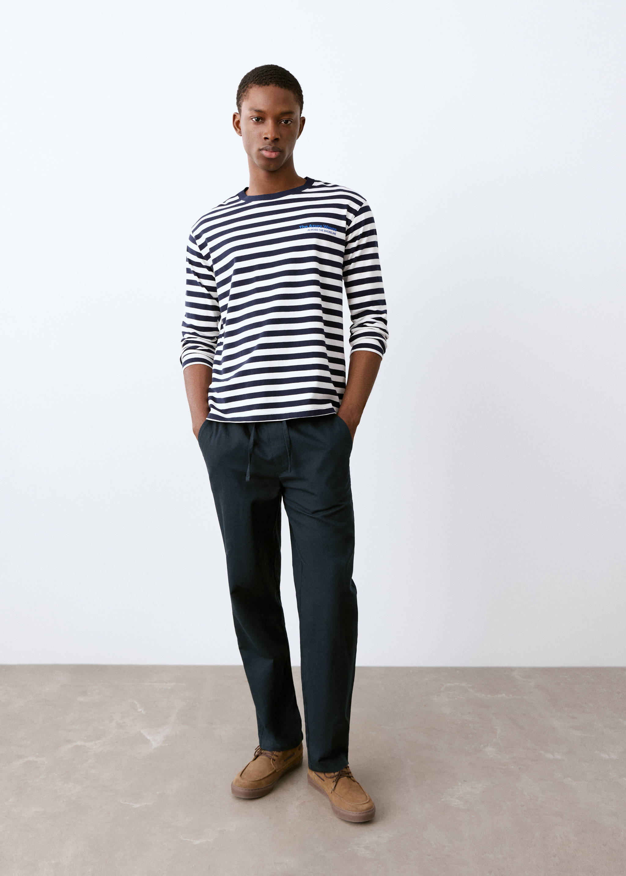 Брюки из хлопка и льна со шнуром - Общий план