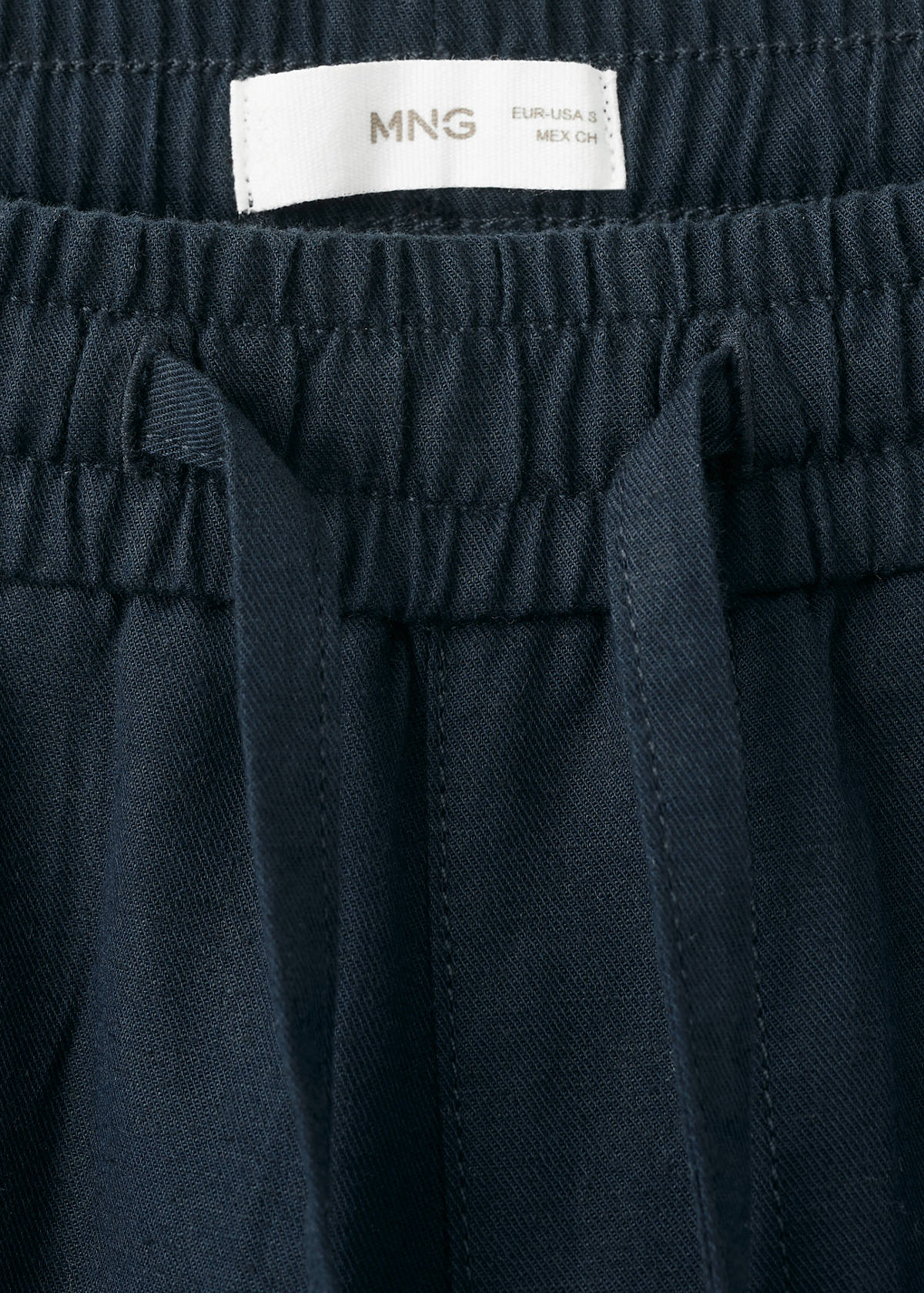 Cotton linen drawstring trousers — Navy