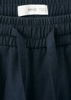 Cotton linen drawstring trousers — Navy 5