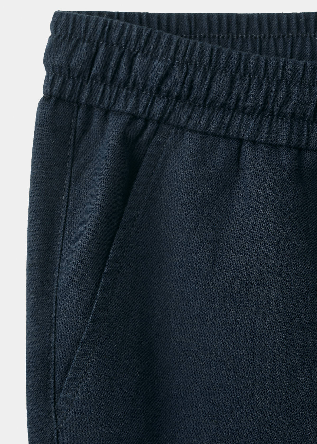 Cotton linen drawstring trousers — Navy